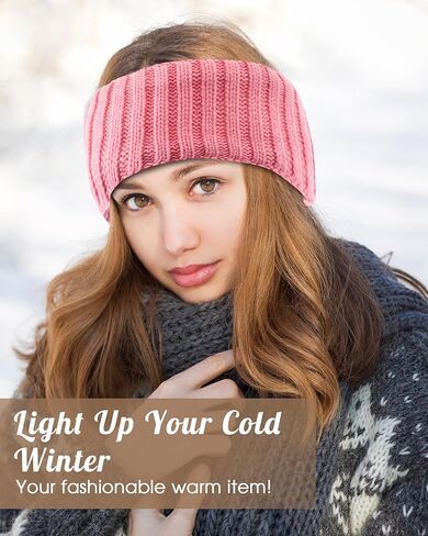 Geyoga 3 Pack Winter Headbands for Women Fleece Lined Ear Warmer Thick Warm Ear Muffs Cold Weather Accessories for Women Daily Wear and Sport Stocking Stuffers Gifts for Christmas in Saudi Arabia