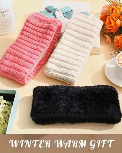 Geyoga 3 Pack Winter Headbands for Women Fleece Lined Ear Warmer Thick Warm Ear Muffs Cold Weather Accessories for Women Daily Wear and Sport Stocking Stuffers Gifts for Christmas in Saudi Arabia