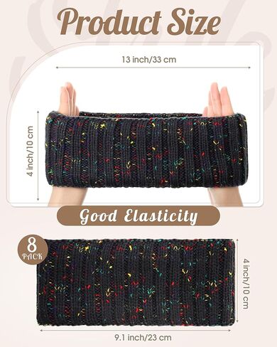 Geyoga 8 Pcs Winter Ear Warmer Headband Knit Fleece Lined Cold Thick Warm Plush Fuzzy Crochet Headband Cold Weather Ear Muffs for Women Men Stocking Stuffers Christmas Gifts, 8 Colors in Saudi Arabia