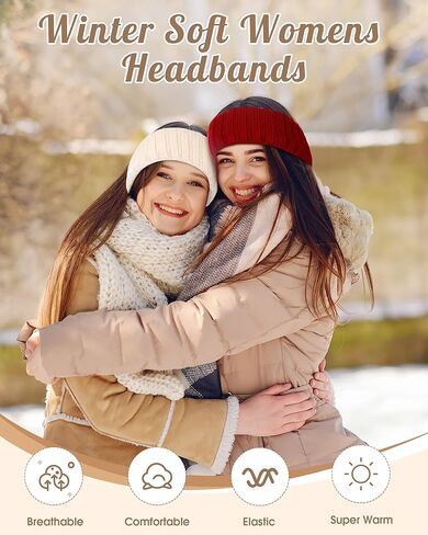 Geyoga 8 Pcs Winter Ear Warmer Headband Knit Fleece Lined Cold Thick Warm Plush Fuzzy Crochet Headband Cold Weather Ear Muffs for Women Men Stocking Stuffers Christmas Gifts, 8 Colors in Saudi Arabia
