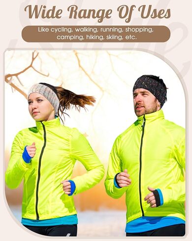 Geyoga 8 Pcs Winter Ear Warmer Headband Knit Fleece Lined Cold Thick Warm Plush Fuzzy Crochet Headband Cold Weather Ear Muffs for Women Men Stocking Stuffers Christmas Gifts, 8 Colors in Saudi Arabia