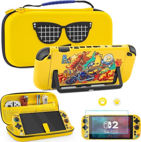 FUNDIARY Pink Carrying Case for Nintendo Switch 2 (2025), Strawberry Shockproof Accessories with Durable Portable Travel Case, Large Capacity Protective Cover Skin with 10 Game Card Slots for Switch 2 in Saudi Arabia