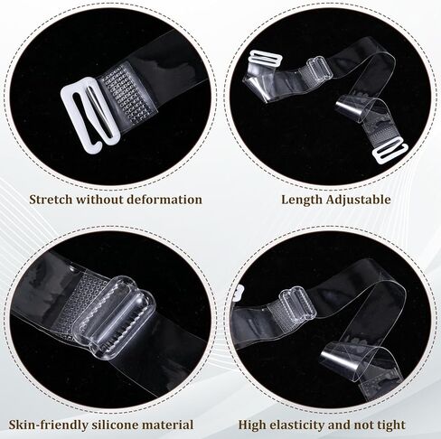 6 Pairs Transparent Bra Straps Clear Bra Straps Invisible Adjustable Shoulder Strap Non-Slip Shoulder Strap for Women Strapless Bras(3 Sizes) in Saudi Arabia