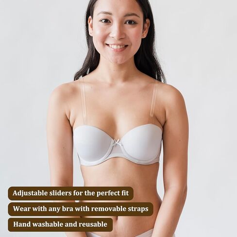 6 Pairs Transparent Bra Straps Clear Bra Straps Invisible Adjustable Shoulder Strap Non-Slip Shoulder Strap for Women Strapless Bras(3 Sizes) in Saudi Arabia