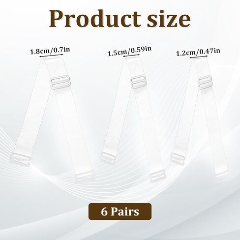 6 Pairs Transparent Bra Straps Clear Bra Straps Invisible Adjustable Shoulder Strap Non-Slip Shoulder Strap for Women Strapless Bras(3 Sizes) in Saudi Arabia