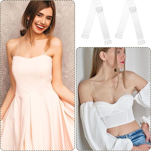 6 Pairs Transparent Bra Straps Clear Bra Straps Invisible Adjustable Shoulder Strap Non-Slip Shoulder Strap for Women Strapless Bras(3 Sizes) in Saudi Arabia