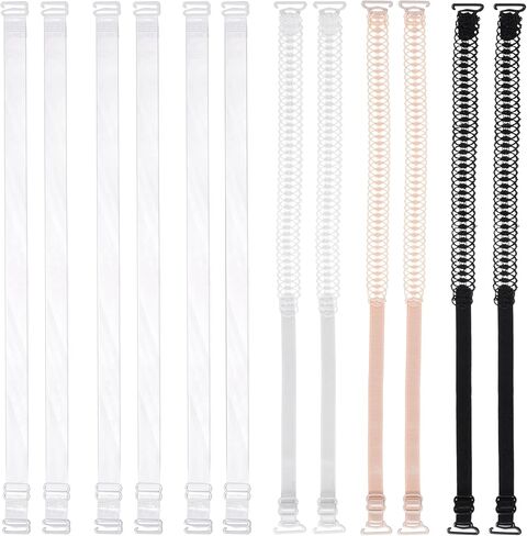 6 Pairs Bra Straps Decorative,Lace & Clear Dress Straps for Strapless Dresses, Elastic Adjustable Decorative Bra Strap Replacement Shoulder for Women Girls, Tube Top, Dress, 4 Colors in Saudi Arabia