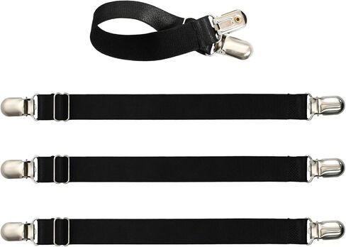 4 Pcs Elastic Garter Belts with Double-Way Clips, 5.5-11 Inch Adjustable Stocking Clip, Multifunction Non-Slip Elastic Clip With Duckbill Buckle for Sexy Women Bras Camisole Garters in Saudi Arabia