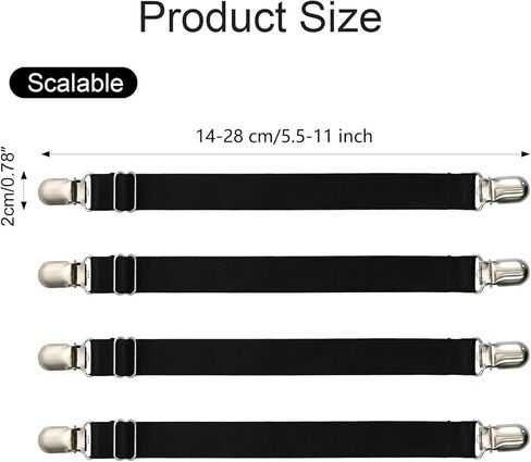 4 Pcs Elastic Garter Belts with Double-Way Clips, 5.5-11 Inch Adjustable Stocking Clip, Multifunction Non-Slip Elastic Clip With Duckbill Buckle for Sexy Women Bras Camisole Garters in Saudi Arabia