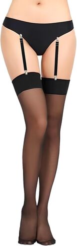 4 Pcs Elastic Garter Belts with Double-Way Clips, 5.5-11 Inch Adjustable Stocking Clip, Multifunction Non-Slip Elastic Clip With Duckbill Buckle for Sexy Women Bras Camisole Garters in Saudi Arabia