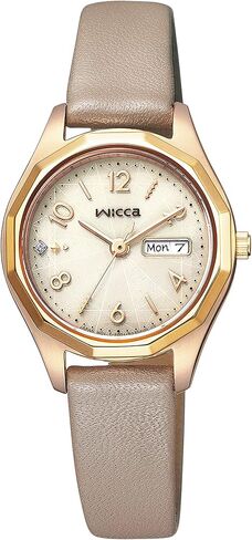 Citizen KH3-525-90 Wicca Solar Tech Watch, Waterproof, Popular, Leather Strap, White, Day & Date, Beige, gold, Simple Feminine in Saudi Arabia