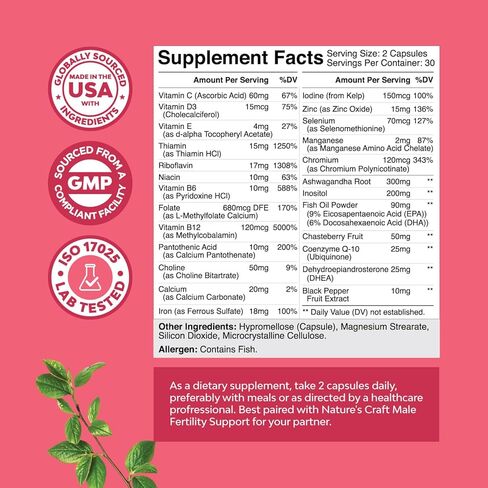 Fertility Supplement for Women with Prenatal Multivitamins - Female Fertility Support with Prenatal Choline Inositol Folate Chasteberry and CoQ10 Blend for Women to Promote Faster Conception in Saudi Arabia