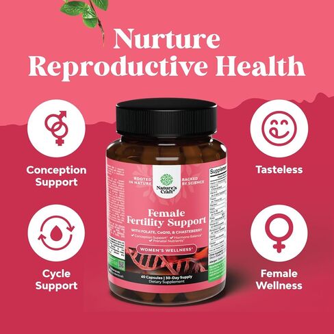 Fertility Supplement for Women with Prenatal Multivitamins - Female Fertility Support with Prenatal Choline Inositol Folate Chasteberry and CoQ10 Blend for Women to Promote Faster Conception in Saudi Arabia