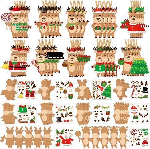 Dianelhall 50 Pcs Christmas Crafts Kits for Kids Christmas Arts and Crafts DIY Christmas Ornament Kit with Christmas Craft Stickers Make Your Own Christmas Craft Projects for Holiday Xmas Party Favors in Saudi Arabia