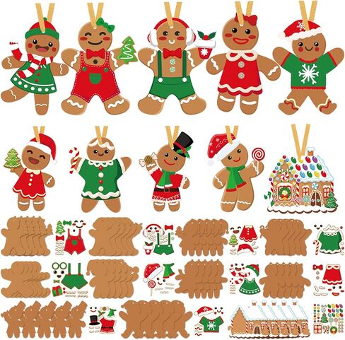 Dianelhall 50 Pcs Christmas Crafts Kits for Kids Christmas Arts and Crafts DIY Christmas Ornament Kit with Christmas Craft Stickers Make Your Own Christmas Craft Projects for Holiday Xmas Party Favors in Saudi Arabia