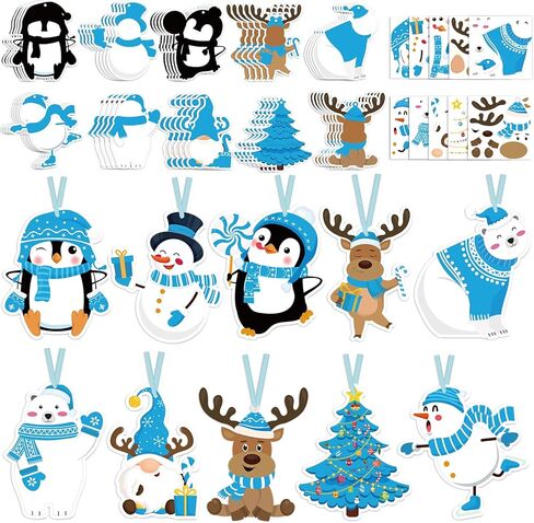 Dianelhall 50 Pcs Christmas Crafts Kits for Kids Christmas Arts and Crafts DIY Christmas Ornament Kit with Christmas Craft Stickers Make Your Own Christmas Craft Projects for Holiday Xmas Party Favors in Saudi Arabia
