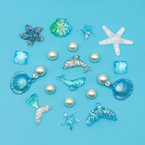 Resin Cute Ocean Shoe Charms for Girls Clog Sandals, Shells, Mermaids, Dolphins, Pearl Accessories, DIY Shoe Decoration Charms for Women in Saudi Arabia
