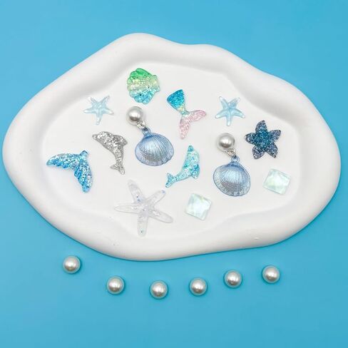 Resin Cute Ocean Shoe Charms for Girls Clog Sandals, Shells, Mermaids, Dolphins, Pearl Accessories, DIY Shoe Decoration Charms for Women in Saudi Arabia