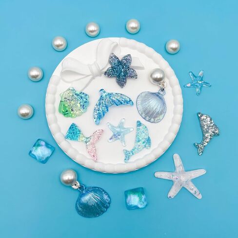 Resin Cute Ocean Shoe Charms for Girls Clog Sandals, Shells, Mermaids, Dolphins, Pearl Accessories, DIY Shoe Decoration Charms for Women in Saudi Arabia