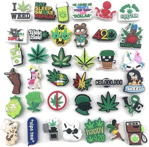 37Pcs Green Shoe Charms for Clog Decoration Sandals PVC Cute Charms Accessories for Gift in Saudi Arabia