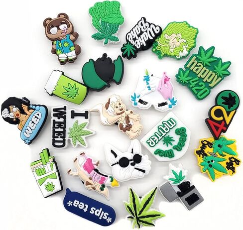 37Pcs Green Shoe Charms for Clog Decoration Sandals PVC Cute Charms Accessories for Gift in Saudi Arabia