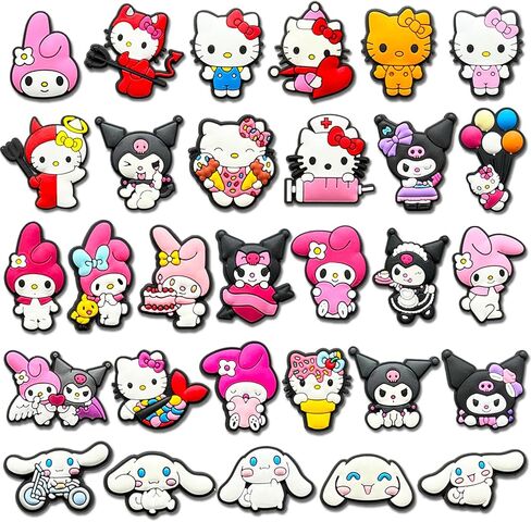 30 50Pcs Cartoon Croc Charms for Shoe, Cartoon Shoe Charms for Clogs Sandals Decoration in Saudi Arabia