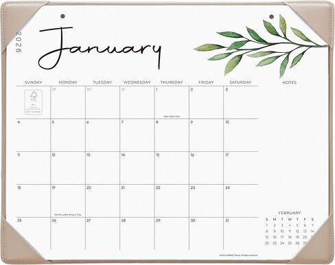 Cabbrix Aesthetic Desk Calendar 2025-2026 Runs From Jan 2025 to Jun 2026, Perfect for Home Office Desktop/Wall Calendar 15" x 12" for Easy Organizing (Greenery) in Kuwait