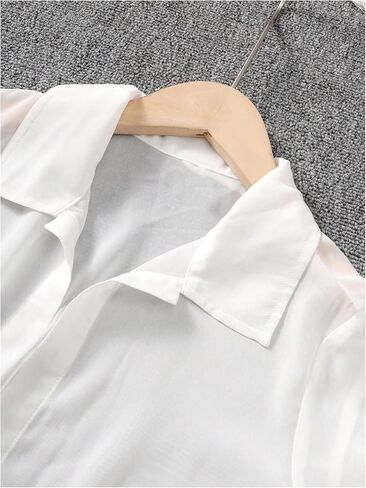 OYOANGLE Girl's Side Ruched Short Cami Dress and Long Sleeve Collared Sheer Blouse Set 2 Piece Outfits in Saudi Arabia