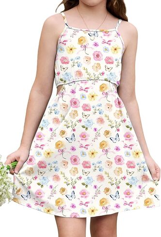 blibean Girls Summer Dress Tween Cutout Sun Dresses Size 6-15 Years in Saudi Arabia