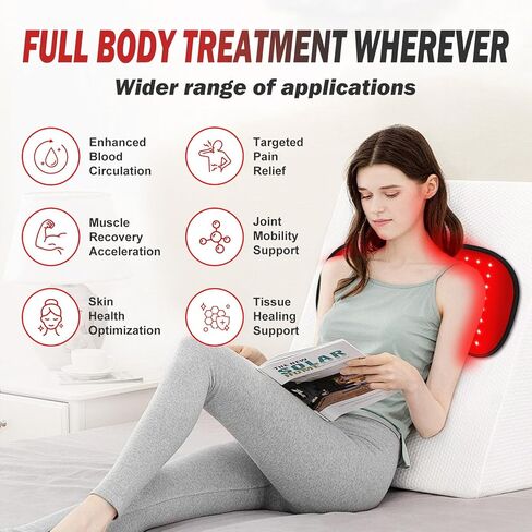 العلاج بالضوء الأحمر للجسم، 2025 ترقية - 4 أوضاع 5 مراحل للطاقة الطبية من مادة TPU لتخفيف آلام الجسم، 20 × 9 بوصة طول موجي مزدوج بالأشعة تحت الحمراء بطانية ضوء أحمر LED in Kuwait