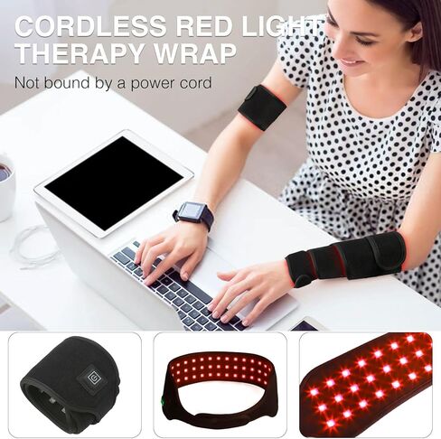 حزام العلاج بالضوء الأحمر للجسم، 37 بوصة لفافة إضاءة بالأشعة تحت الحمراء الحمراء اللاسلكية لتخفيف آلام الرقبة والركبة والكاحل وتخفيف آلام اليد، 660 نانومتر و850 نانومتر مع أوضاع النبض والتدفئة in Kuwait