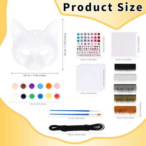 DIY Cat Fox Mask Set with Eye Meshes Stickers Faux Fur Fabric Strips for Halloween Masquerade Cosplay Party in Saudi Arabia