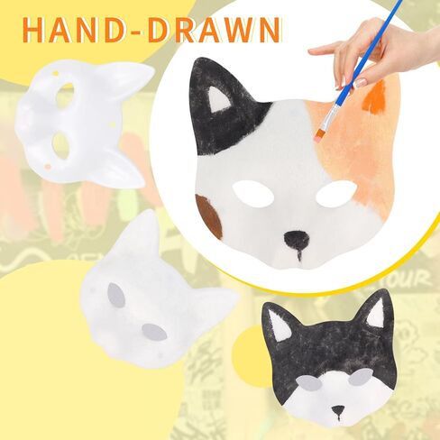 DIY Cat Fox Mask Set with Eye Meshes Stickers Faux Fur Fabric Strips for Halloween Masquerade Cosplay Party in Saudi Arabia