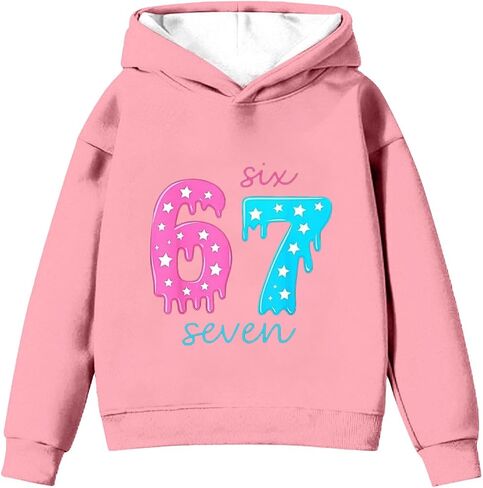 Kids 67 Hoodie Boys Girls Funny 67 Ice Cream Drip Graphic Sweatshirt Cute Preppy Long Sleeve Hooded Pullover Tops in Saudi Arabia