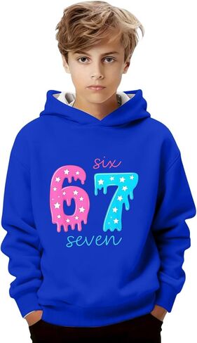 Kids 67 Hoodie Boys Girls Funny 67 Ice Cream Drip Graphic Sweatshirt Cute Preppy Long Sleeve Hooded Pullover Tops in Saudi Arabia