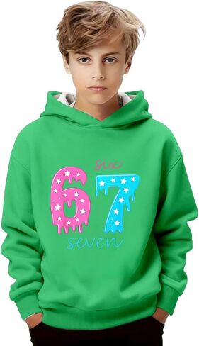 Kids 67 Hoodie Boys Girls Funny 67 Ice Cream Drip Graphic Sweatshirt Cute Preppy Long Sleeve Hooded Pullover Tops in Saudi Arabia