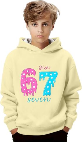 Kids 67 Hoodie Boys Girls Funny 67 Ice Cream Drip Graphic Sweatshirt Cute Preppy Long Sleeve Hooded Pullover Tops in Saudi Arabia