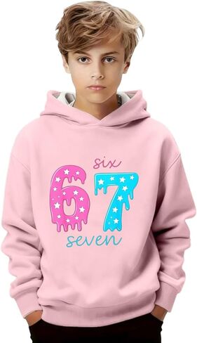 Kids 67 Hoodie Boys Girls Funny 67 Ice Cream Drip Graphic Sweatshirt Cute Preppy Long Sleeve Hooded Pullover Tops in Saudi Arabia