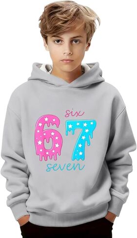 Kids 67 Hoodie Boys Girls Funny 67 Ice Cream Drip Graphic Sweatshirt Cute Preppy Long Sleeve Hooded Pullover Tops in Saudi Arabia
