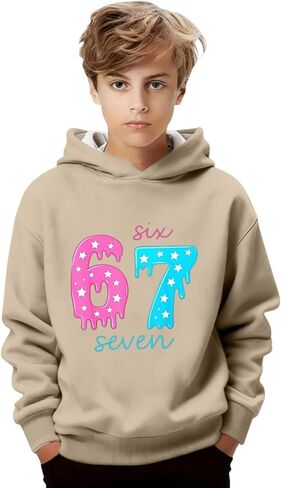 Kids 67 Hoodie Boys Girls Funny 67 Ice Cream Drip Graphic Sweatshirt Cute Preppy Long Sleeve Hooded Pullover Tops in Saudi Arabia