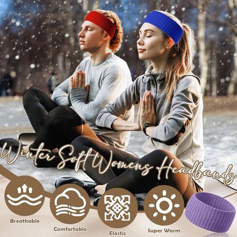 Janinka 18 Pack Winter Headbands for Women Bulk Warm Ear Warmers Knit for Women Elastic Soft Head Band Crochet Winter Hair Accessories Wide Non-slip Knit Hairband Cold Weather Daily Wear Outdoor Sport in Saudi Arabia