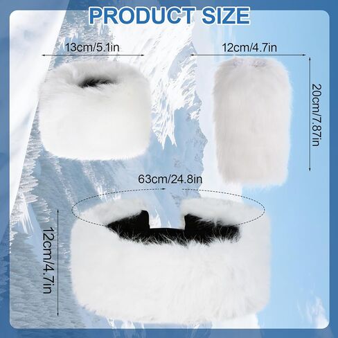 hoyuwak 3 Pieces Faux Fur Headband Set Includs Short Faux Fur Leg Warmers Headband Furry Wrist Cuff Warmers for Women Winter in Saudi Arabia