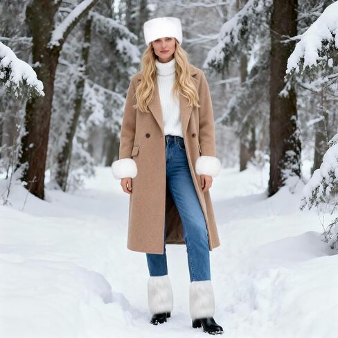 hoyuwak 3 Pieces Faux Fur Headband Set Includs Short Faux Fur Leg Warmers Headband Furry Wrist Cuff Warmers for Women Winter in Saudi Arabia