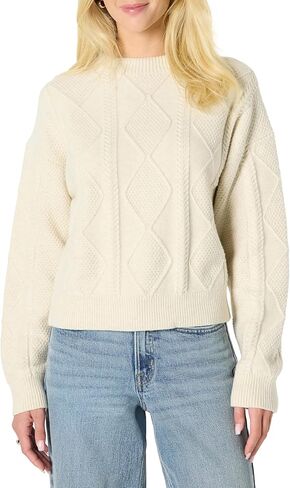 Amazon Essentials (Demi's Pick) Women's Relaxed-Fit Cable Crewneck Sweater in Saudi Arabia