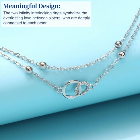 Sister Birthday Bracelets Sterling Silver Interlocking 2 Circles Cute Birthday Gift for Women Sisters Birthday Christmas Valentine's Day in Saudi Arabia