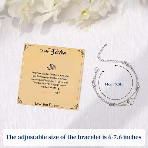 Sister Birthday Bracelets Sterling Silver Interlocking 2 Circles Cute Birthday Gift for Women Sisters Birthday Christmas Valentine's Day in Saudi Arabia