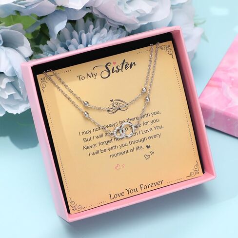 Sister Birthday Bracelets Sterling Silver Interlocking 2 Circles Cute Birthday Gift for Women Sisters Birthday Christmas Valentine's Day in Saudi Arabia