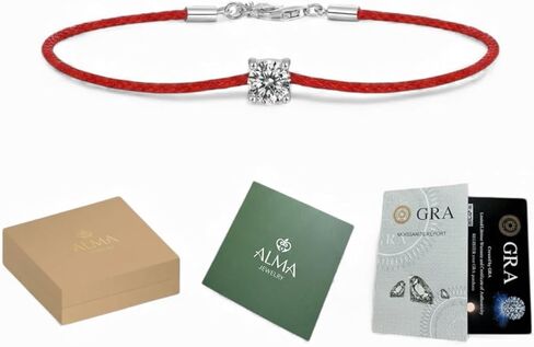 Red String Bracelet for Protection with GRA-Certified Moissanite – 925 Sterling Silver Lucky Charm, Adjustable Unisex Gift for Good Luck & Positive Energy in Saudi Arabia