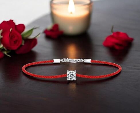 Red String Bracelet for Protection with GRA-Certified Moissanite – 925 Sterling Silver Lucky Charm, Adjustable Unisex Gift for Good Luck & Positive Energy in Saudi Arabia