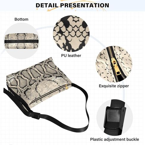 ALAZA Black White Snake Print Animal Womens Tote Bag Leather Shoulder Bag For Women Men Large Hobo Cross Body Bags Handbag in Saudi Arabia